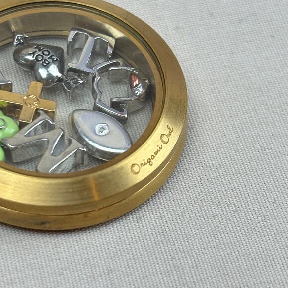 Origami Owl Fish Bowl Charm Locket Necklace Cross Football Dog Bookworm Heart - Picture 3 of 12